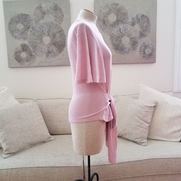 BP Tie Front Waffle Knit Tee sz XS in Pink - Picture 6 of 12